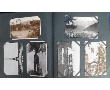 Postcards, a vintage album of 300 cards, mostly UK topographical &amp; subjects. Inc. military art, dogs, greetings, comic, A