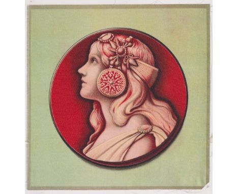 Tobacco silks, ATC, Girls (Portrait in Circle), 'G' size, approx. 204mm x 204mm (set, 10 silks) (gd)