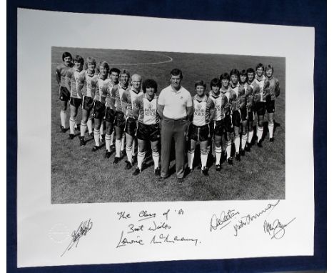 Football autographs, Southampton FC, b/w photo showing 'The Class of 81', signed to border by Lawrie McMenemy, Kevin Keegan, 