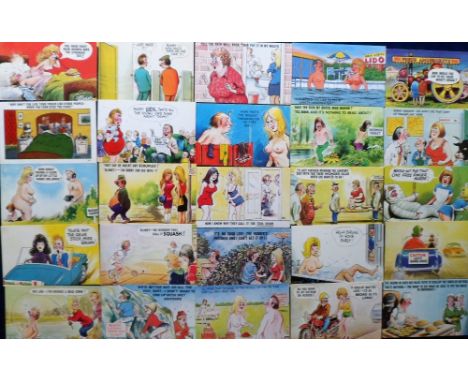 Postcards, a mixed subject selection of approx. 70 cards and ephemera inc. 50 saucy comic cards (70/80's) with many Bamforth,