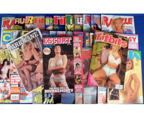 Glamour magazines, a collection of 60+ adult magazines, 1980's onwards, various titles including Exclusive, Whitehouse, Model