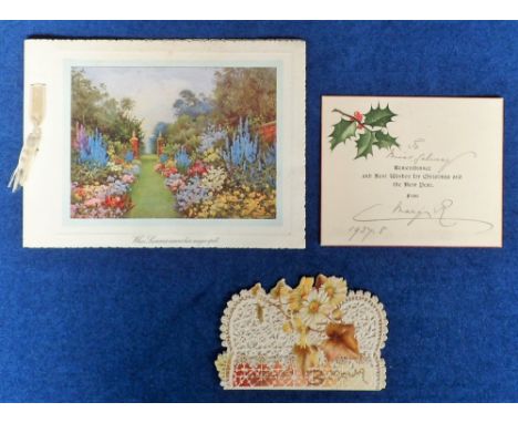 Royal Signatures, Queen Mary/Victoria Mary, die cut, crown shaped New Year card signed 'Victoria Mary 1899' 'grateful thanks 