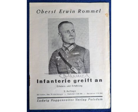 Autograph, ERWIN ROMMEL – A small, printed booklet (German text) relating to the Desert Fox and his infantry experience, also