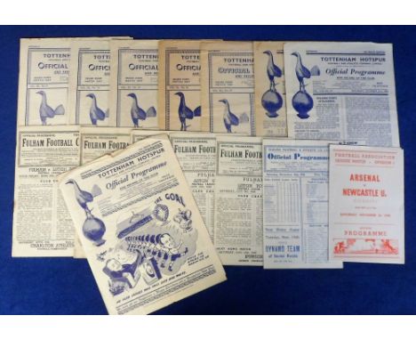 Football programmes, a collection of 15 1940's programmes inc. Chelsea v Birmingham 1945/46, Fulham v Luton 45/46, Aston Vill