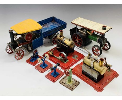 Mamod Live Steam - Box containing a Mamod live steam wagon (used and very dusty), a Mamod steam tractor (requires attention),