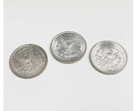 USA Morgan Silver Dollars - A run of three US Silver Dollars: 1880; 1900.0.; 1902.0. in approx. shiny EF condition