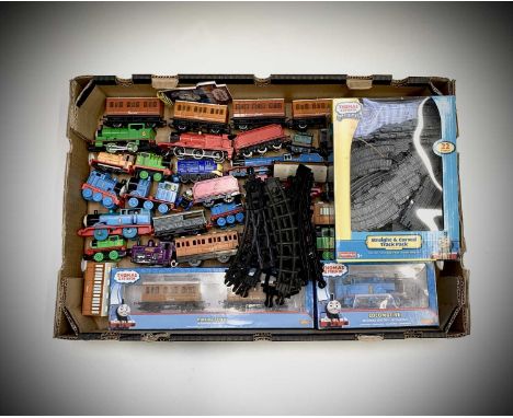 Thomas The Tank OO Gauge &amp; Other - A box containing Thomas the Tank Engine locomotives (nos. 1, 5 and 6) plus various car