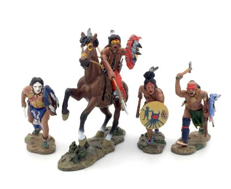 King &amp; Country The Real West - TRW06 Indian Warrior Attacking, TRW07 Indian Warrior with Knife, TRW18 Charging Warrior wi