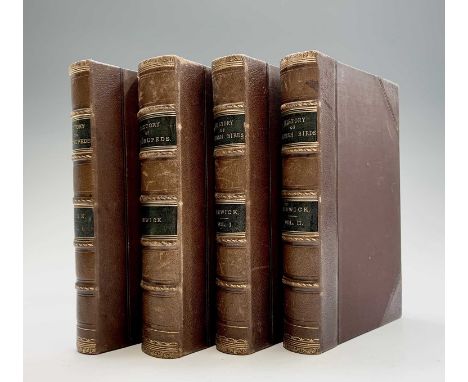 THOMAS BEWICK. 'A History of British Birds'. Vol one and two, quarter morocco, raised bands on gilt embossed spine, numerous 