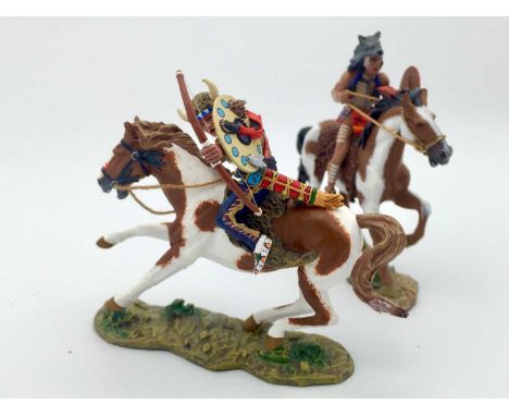 King &amp; Country The Real West - TRW04 Mounted Wolfs Head with Shield and Lance, TRW14 Mounted Warrier with Bow &amp; Arrow