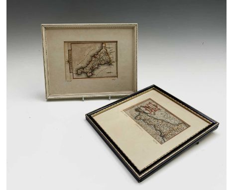 JOHN SPEED. 'Cornwaile'. Small engraved map, hand coloured, 1676 framed and glazed, together with a framed J. Cary, 1787.Cond