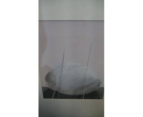 A framed and glazed pink and black abstract print. Unsigned. H.58 W.48cm 