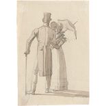 Dänisch: um 1800. Elegantes Paar bei der Promenade