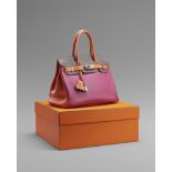 Hermès: HSS Birkin 30, Tri color, Fuchsia, Orange, Taupegrau, Pa...