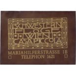 Modesalon Schwestern Flöge: Werbeschild "Schwestern Flöge Modesalon"