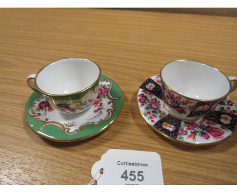A ROYAL WORCESTER STRING OF FLOWERS AND MARCHIONESS OF HUNTLY PATTERN DEMITASSE CUPS AND SAUCERS
