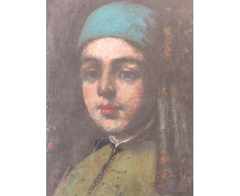 THOMAS O'DONNELL (XX). Irish school, head and shoulder portrait study, signed lower middle to right, oil on canvas, laid on b