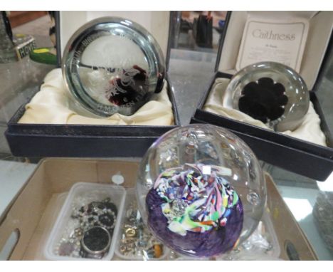 THREE BOXED CAITHNESS GLASS PAPERWEIGHTS