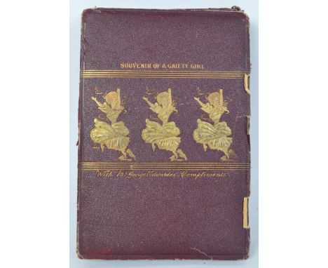 A 19th Century Victorian theatre cabinet photograph album ' Souvenir of ' A Gaiety Girl ' - First Night At Dalys Theatre, Mon