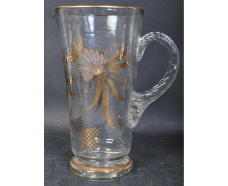 A vintage retro mid 20th century glass lemonade set comprising of pitcher and six drinking glasses. Each piece being hand pai