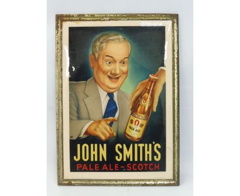A John Smith's Pale Ale-Scotch pictorial celluloid showcard, 9 3/4 x 13 1/2".