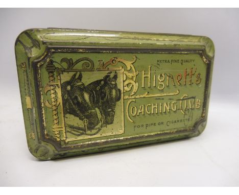 A Hignett's Coaching Club tobacco for pipe or cigarette tin.