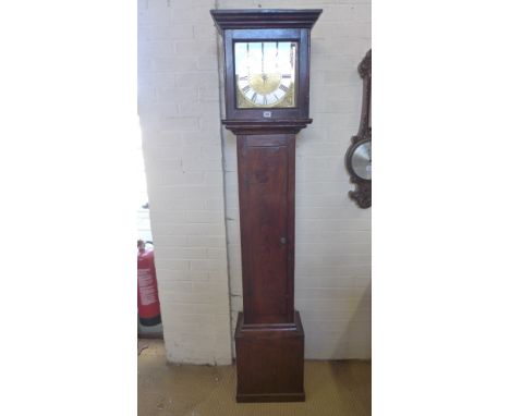 An oak 30 hour longcase clock by Wright of Warwick, with a brass dial 10 1/2" square, single hand and a good qaulity movement