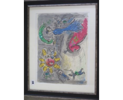 Marc Chagall - Soleil avec Chevel Rouge - Original Lithograph 1979 - image size 42cm x 32cm - framed size 58.5cm x  48cm - pr