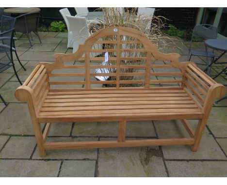 A teak Lutyens bench
