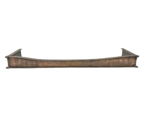 Art Nouveau planished copper fire fender, L124cm, D32.5cm