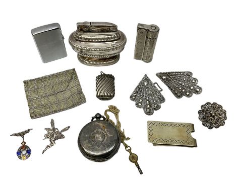 Victorian silver key wound pocket watch, within an engine turned case by John Harris, stamped 'I.H', together with a silver b