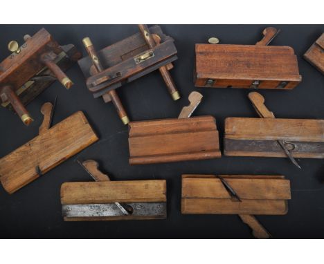 A collection of early 20th century and later wooden carpenters planes tools to include G. Fleming C. H,. Berry, J. Pickard, M