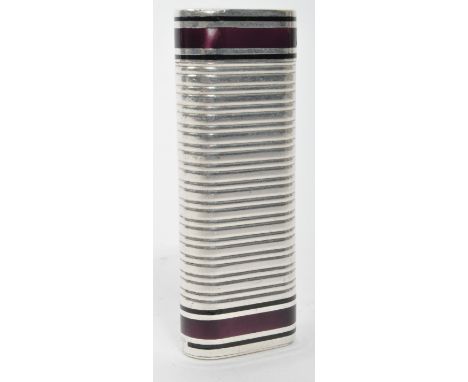 Cartier Paris - A vintage 20th Century silver French lighter. With ebonise and purple banding to top and bottom with hallmark