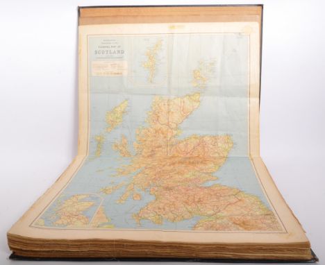 A large vintage mid 20th century circa 1960s Bartholomew 's half-inch maps of the United Kingdom album. The album containing 