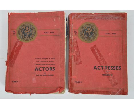 Two vintage 20th century circa 1950's silver screen stars Spotlight stage / screen / radio / television casting directories f