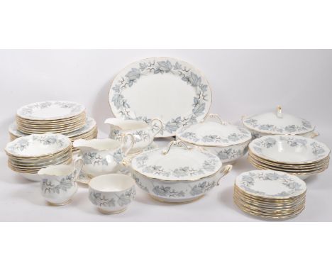 A large extensive Royal Albert bone china ceramic dinner service set, in the Silver Maple pattern. Comprising of; bowls, dinn