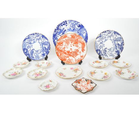 English Royal Crown Derby - Collection of vintage 20th Century china display plates. Comprising of blue and white 'Mikado', s