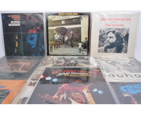 A collection of 10 vintage 20th Century circa 1970s LP long play vinyl records, progressive rock, classic rock, R & B funk. T
