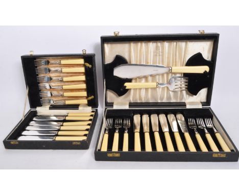 Mappin &amp; Webb LTD - Sheffield &amp; London. A set of six knife and fork cutlery set. Together with another set with an ad