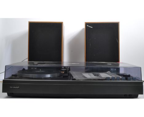 A retro vintage 20th century Sharp SG-400E tuner amplifier with cassette tape deck &amp; record player turntable, together wi