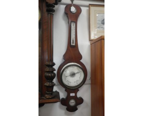 A 19th century mahogany cased wheel barometer with enamel dial