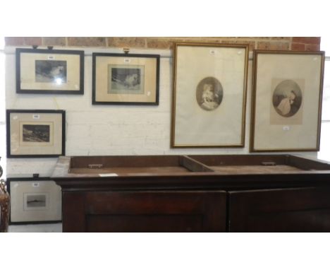 AFTER J. R. SMITH 'Contemplating the Picture', another similar and a series of etchings attributed to Bertram Buchanan, 'The 