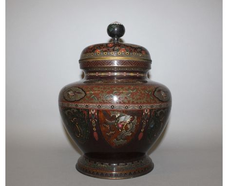 A LARGE FINE QUALITY SIGNED JAPANESE MEIJI PERIOD SILVER-WIRE CLOISONNE VASE, the sides finely decorated in opaque and transl