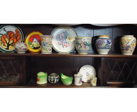 Various Poole Pottery vases, plates and other pieces
