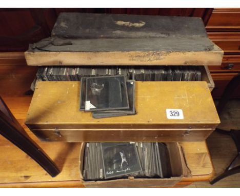 A quantity of old Victorian lantern slides 