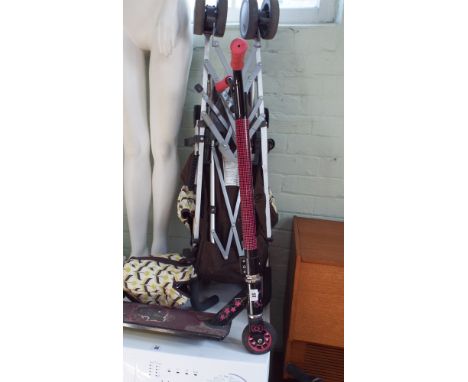 A fold up pushchair, a fold up scooter etc