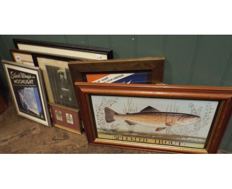 Collection of framed prints to include army interest, framed song books etc. 