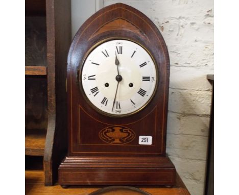 Edwardian striking bracket clock in inlaid mahogany case 