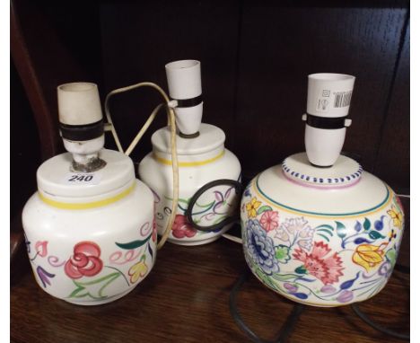 3 Poole Pottery floral decorated table lamps