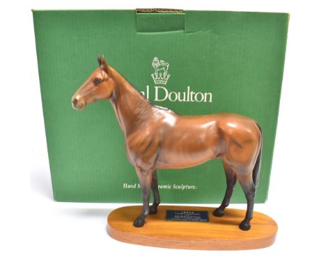 A BESWICK CONNOISSEUR MODEL 'ARKLE' CHAMPION STEEPLECHASER on an oval wooden plinth base, height 30cm, boxed